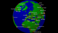 Globus (Europa-zentriert) Städte + Grenzen 1920x1080